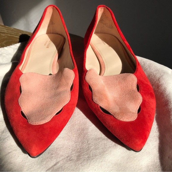 Cole Haan Leah Skimmer Leather Flats red and pink pointy toe Size: 10B - Picture 4 of 12